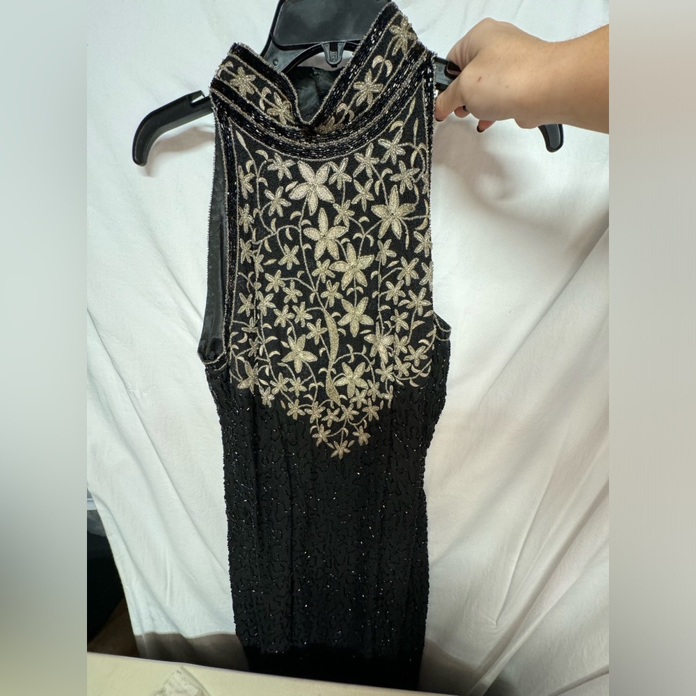 Evening gown prom dress sparkly long black dress high neck size 14‎